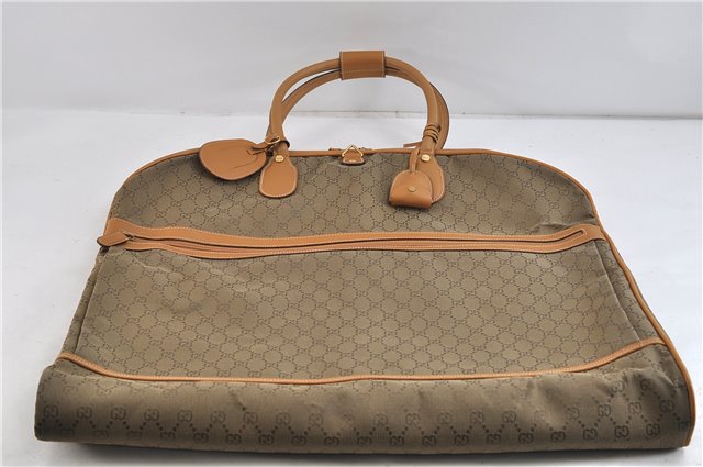 Authentic GUCCI 2Way Garment Case GG Canvas Leather Light Green 9924C