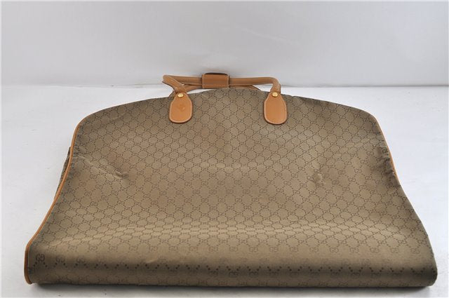 Authentic GUCCI 2Way Garment Case GG Canvas Leather Light Green 9924C