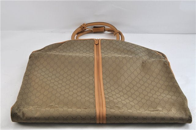 Authentic GUCCI 2Way Garment Case GG Canvas Leather Light Green 9924C