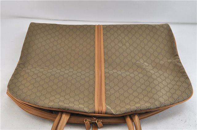 Authentic GUCCI 2Way Garment Case GG Canvas Leather Light Green 9924C