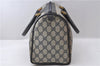 Authentic GUCCI Sherry Line Hand Boston Bag GG PVC Leather Navy Blue 9925C