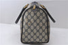 Authentic GUCCI Sherry Line Hand Boston Bag GG PVC Leather Navy Blue 9925C