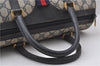 Authentic GUCCI Sherry Line Hand Boston Bag GG PVC Leather Navy Blue 9925C