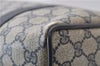 Authentic GUCCI Sherry Line Hand Boston Bag GG PVC Leather Navy Blue 9925C