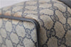Authentic GUCCI Sherry Line Hand Boston Bag GG PVC Leather Navy Blue 9925C