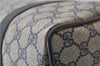 Authentic GUCCI Sherry Line Hand Boston Bag GG PVC Leather Navy Blue 9925C