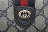 Authentic GUCCI Sherry Line Hand Boston Bag GG PVC Leather Navy Blue 9925C