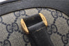 Authentic GUCCI Sherry Line Hand Boston Bag GG PVC Leather Navy Blue 9925C