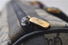 Authentic GUCCI Sherry Line Hand Boston Bag GG PVC Leather Navy Blue 9925C