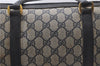 Authentic GUCCI Sherry Line Hand Boston Bag GG PVC Leather Navy Blue 9925C