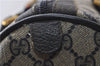 Authentic GUCCI Sherry Line Hand Boston Bag GG PVC Leather Navy Blue 9925C