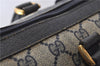 Authentic GUCCI Sherry Line Hand Boston Bag GG PVC Leather Navy Blue 9925C