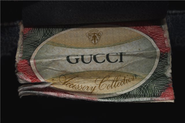 Authentic GUCCI Sherry Line Hand Boston Bag GG PVC Leather Navy Blue 9925C