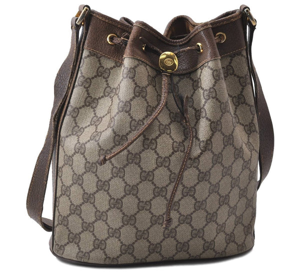 Authentic GUCCI Shoulder Bag Purse GG PVC Leather 0011156179 Brown 9927C