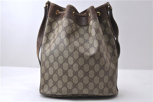Authentic GUCCI Shoulder Bag Purse GG PVC Leather 0011156179 Brown 9927C