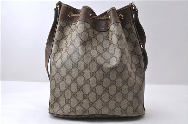 Authentic GUCCI Shoulder Bag Purse GG PVC Leather 0011156179 Brown 9927C