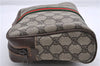 Authentic GUCCI Web Sherry Line Clutch Bag Purse GG PVC Leather Brown 9928C