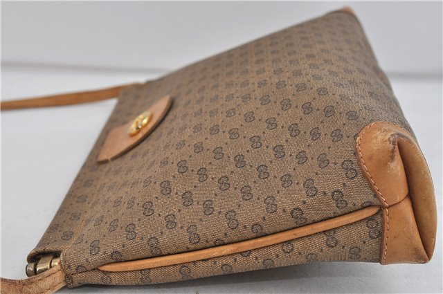 Authentic GUCCI Micro GG PVC Leather Shoulder Cross Body Bag Purse Brown 9931C