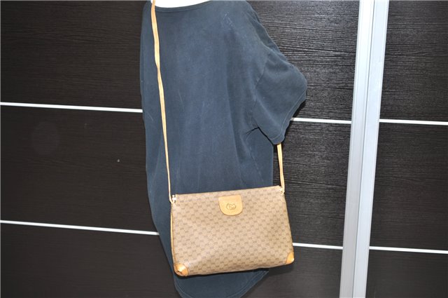 Authentic GUCCI Micro GG PVC Leather Shoulder Cross Body Bag Purse Brown 9931C