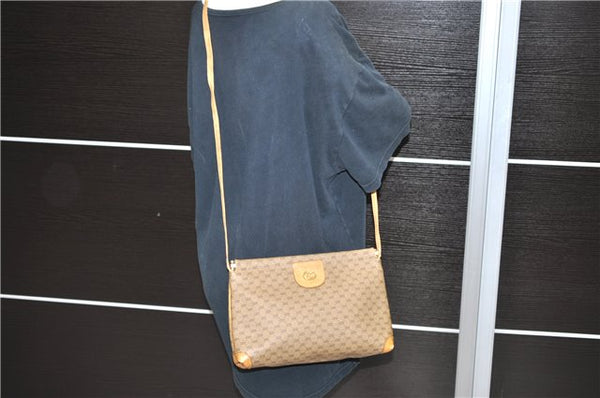 Authentic GUCCI Micro GG PVC Leather Shoulder Cross Body Bag Purse Brown 9931C