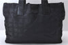 Authentic CHANEL New Travel Line Shoulder Tote Bag Nylon Leather Black 9934C