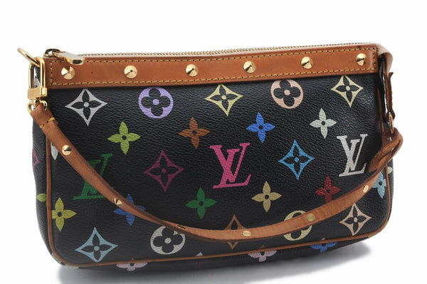 LOUIS VUITTON Monogram Multicolor Pochette Accessoires Pouch M92648 Black 9935A