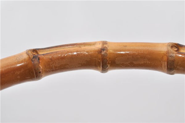 Authentic GUCCI Vintage Bamboo 2Way Shoulder Tote Bag Nylon Leather Black 9936F