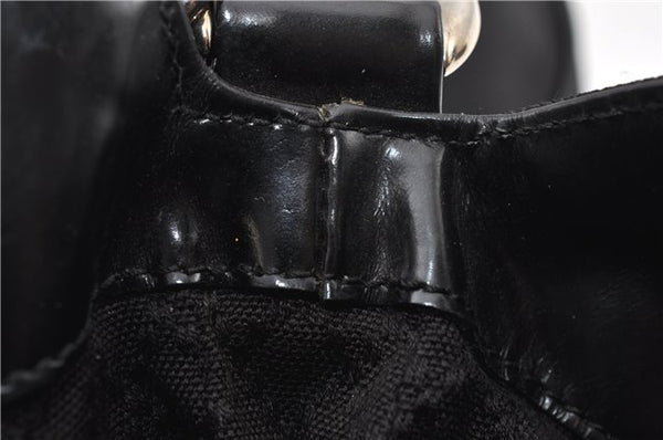 Authentic GUCCI Vintage Bamboo 2Way Shoulder Tote Bag Nylon Leather Black 9936F