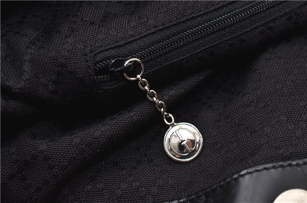 Authentic GUCCI Vintage Bamboo 2Way Shoulder Tote Bag Nylon Leather Black 9936F