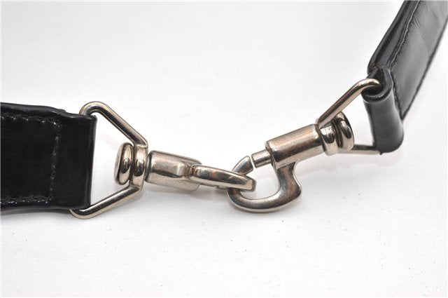 Authentic GUCCI Vintage Bamboo 2Way Shoulder Tote Bag Nylon Leather Black 9936F