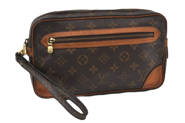 Authentic Louis Vuitton Monogram Marly Dragonne GM M51825 Clutch Hand Bag 9938F