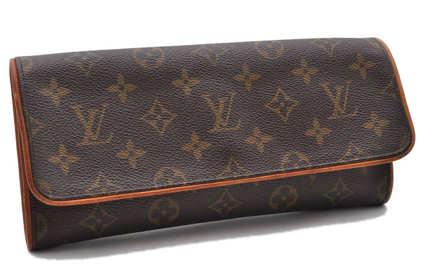 Authentic Louis Vuitton Monogram Pochette Twin GM Shoulder Bag M51852 LV 9941C