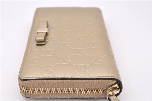 Authentic GUCCI Guccissima Leather Round Zip Long Wallet Purse 388680 Gold 9947E