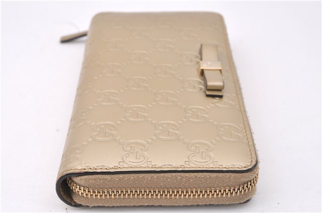 Authentic GUCCI Guccissima Leather Round Zip Long Wallet Purse 388680 Gold 9947E