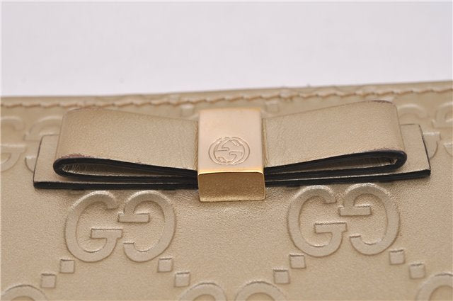 Authentic GUCCI Guccissima Leather Round Zip Long Wallet Purse 388680 Gold 9947E