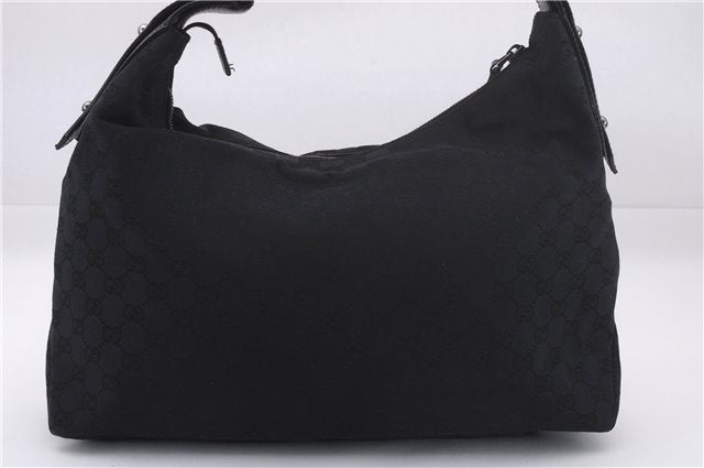 Authentic GUCCI Horsebit Hobo Shoulder Bag GG Canvas Leather 115867 Black 9951E