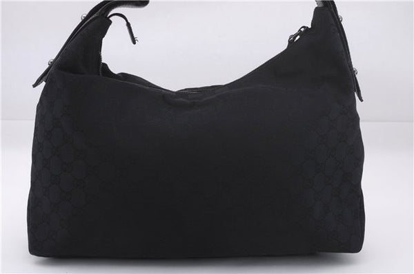 Authentic GUCCI Horsebit Hobo Shoulder Bag GG Canvas Leather 115867 Black 9951E