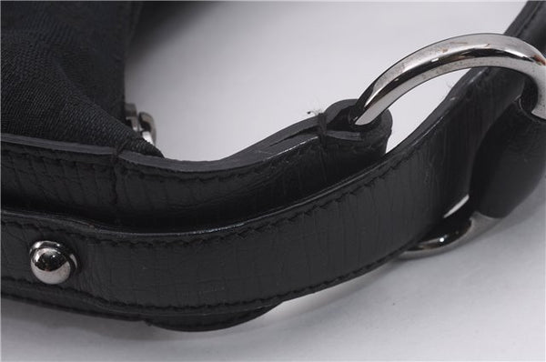 Authentic GUCCI Horsebit Hobo Shoulder Bag GG Canvas Leather 115867 Black 9951E