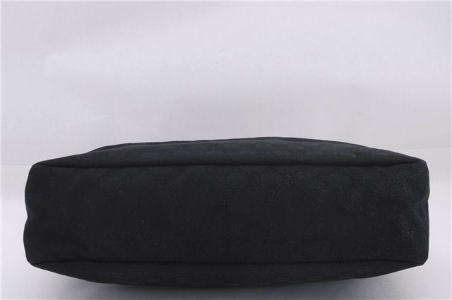 Authentic GUCCI Horsebit Hobo Shoulder Bag GG Canvas Leather 115867 Black 9951E
