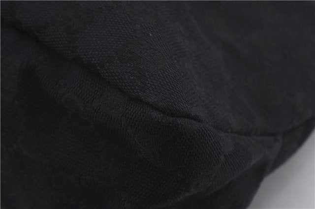 Authentic GUCCI Horsebit Hobo Shoulder Bag GG Canvas Leather 115867 Black 9951E