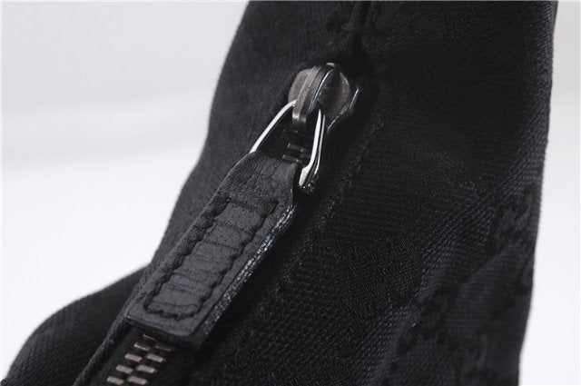 Authentic GUCCI Horsebit Hobo Shoulder Bag GG Canvas Leather 115867 Black 9951E