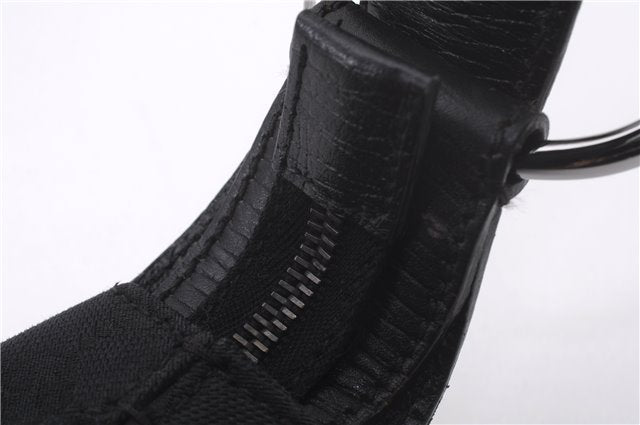 Authentic GUCCI Horsebit Hobo Shoulder Bag GG Canvas Leather 115867 Black 9951E