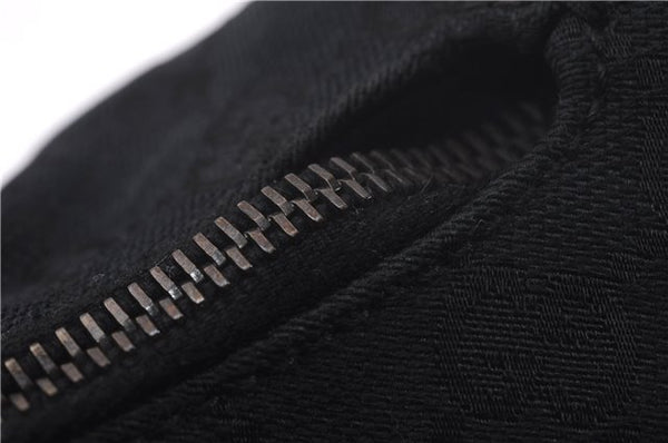 Authentic GUCCI Horsebit Hobo Shoulder Bag GG Canvas Leather 115867 Black 9951E