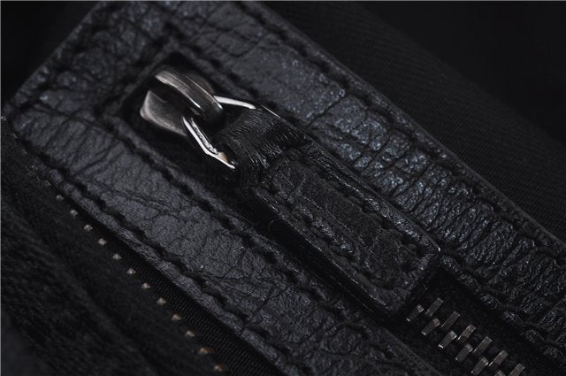 Authentic GUCCI Horsebit Hobo Shoulder Bag GG Canvas Leather 115867 Black 9951E