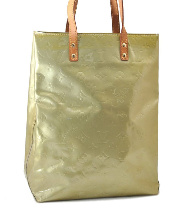 Authentic Louis Vuitton Vernis Reade MM Hand Bag Light Green M91142 LV 9955C