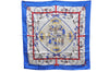 Authentic HERMES Carre 90 Scarf "LES BECANES" Silk Blue 9955D