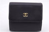 Authentic CHANEL Calf Skin CoCo Mark Trifold Wallet Purse Purple CC 9956D