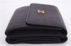 Authentic CHANEL Calf Skin CoCo Mark Trifold Wallet Purse Purple CC 9956D