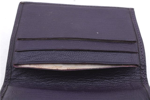 Authentic CHANEL Calf Skin CoCo Mark Trifold Wallet Purse Purple CC 9956D