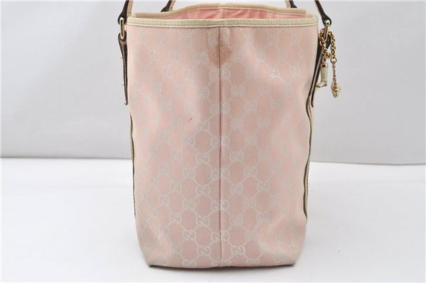 Authentic GUCCI Sherry Line Tote Bag GG Canvas Leather 139260 Pink 9958F